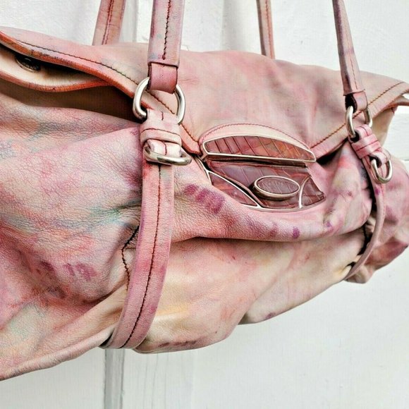 PRADA vintage crocodile leather tie dye purse pink yellow orange blue vitello - Picture 1 of 11